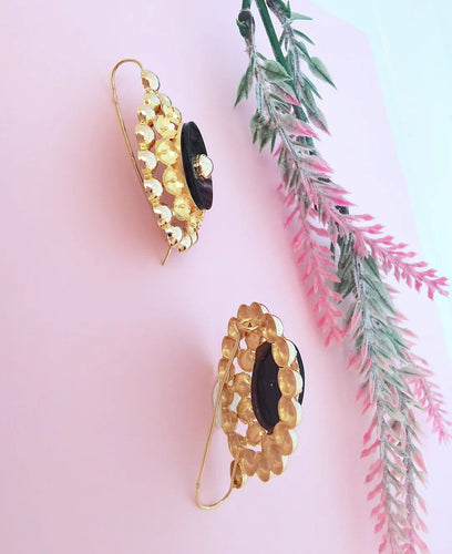 Boucles d'oreilles Boucles d'oreilles Dormeuses anciennes (1940-1950 ) - Onyx noir - Or Jaune 18K 58 Facettes AA 1652