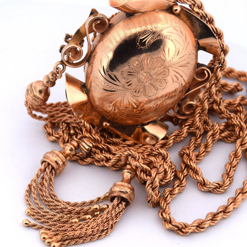 Collier Collier ancien avec camée corail en or 14k et diamants 58 Facettes CL115