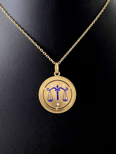 Pendentif Pendentif en or jaune signe du Zodiac de la balance 58 Facettes
