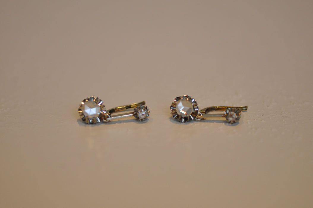 Boucles d'oreilles Boucles d'oreilles victoriennes en or jaune et diamants taille rose 58 Facettes