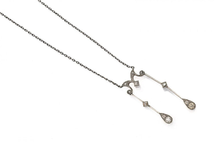 Collier Collier négligé en or, platine et diamants, fin du XIXe et XXe siècle 58 Facettes 11033