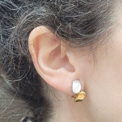 Boucles d'oreilles - Boucles d'oreilles en or jaune et blanc 18 carats