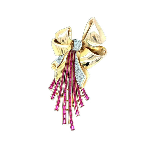 Broche Broche nœud Art déco en or rose 58 Facettes