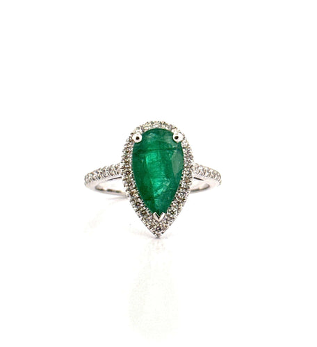 Bague en or blanc , émeraude et diamants 58 Facettes