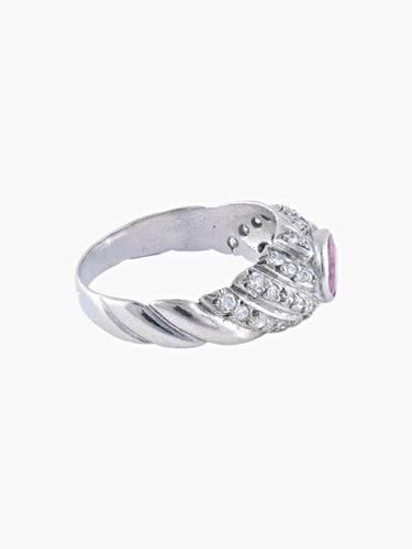 Bague Bague Jonc Or Blanc Saphir Rose Diamants 58 Facettes