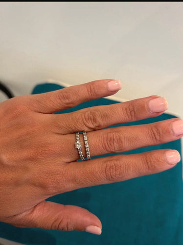 Bague 54 Jeu de deux bagues Or blanc et diamants 58 Facettes BaAu01