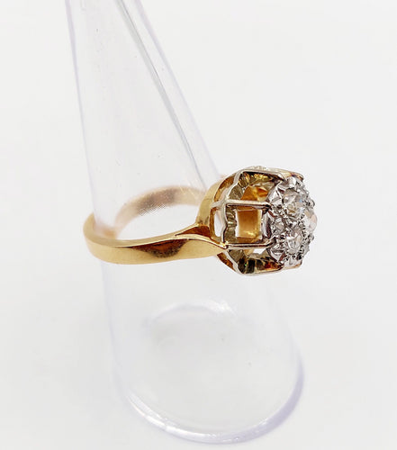 Bague 52.5 Bague dôme Art Déco or rose et diamants taille ancienne (circa 1950) 58 Facettes A06061