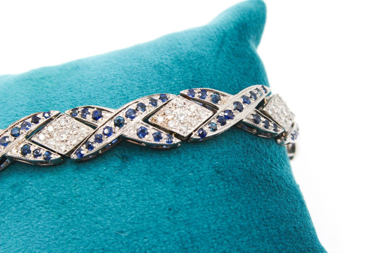 Bracelet Bracelet or blanc, diamants et saphirs 58 Facettes 240055