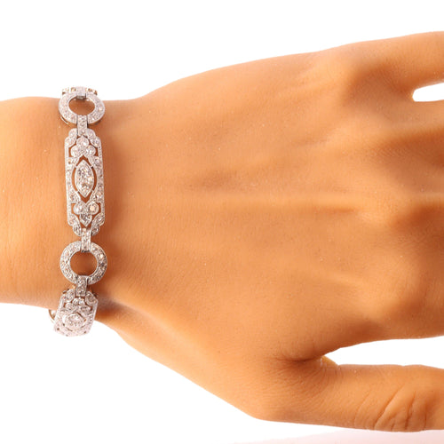 Bracelet Bracelet Art déco en diamants, vers 1920 – Géométrie en platine avec éclat de 6,00 ct 58 Facettes 25161-0031