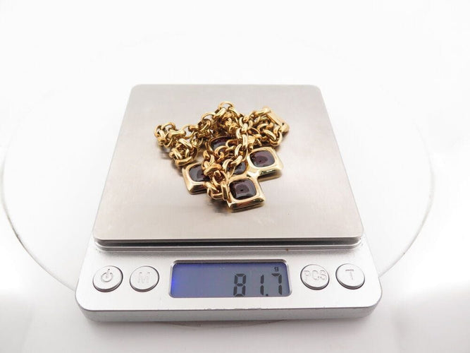 Collier collier POMELLATO pendentif croix grenats + chaine en or 18k 81gr 58 Facettes 267203