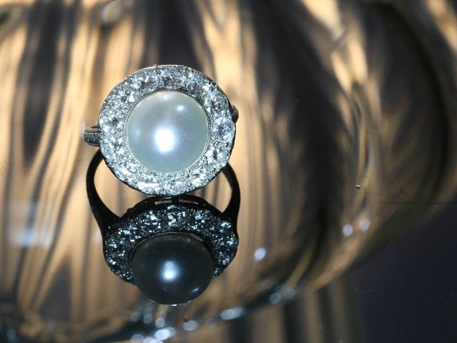 Bague 51 Perle du passé : une bague de fiançailles sertie de diamants datant des années 1930 58 Facettes 16046-0020