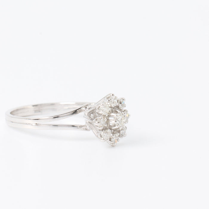 Bague marguerite or gris diamants