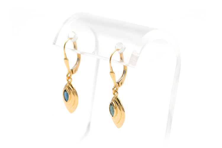 Boucles d'oreilles 1970 en or jaune 18 carats serties de saphirs