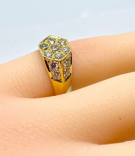 Bague 47 Chevalière or jaune 15 diamants 58 Facettes AB634