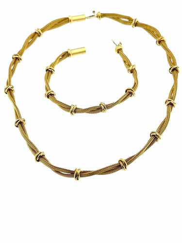 Bracelet Ensemble italien de collier et de bracelet en maille d'or 58 Facettes
