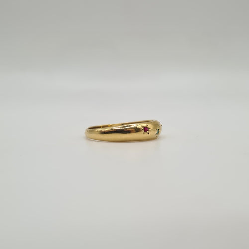 Bague 58 Bague or jaune sertie pierres colorées 58 Facettes