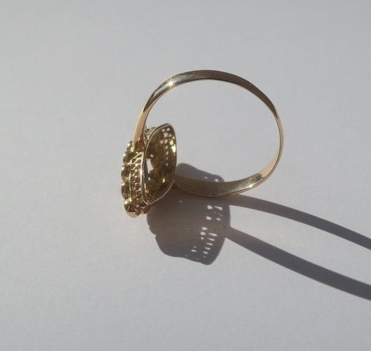 Bague 55 Bague marquise or rose saphir perles 58 Facettes