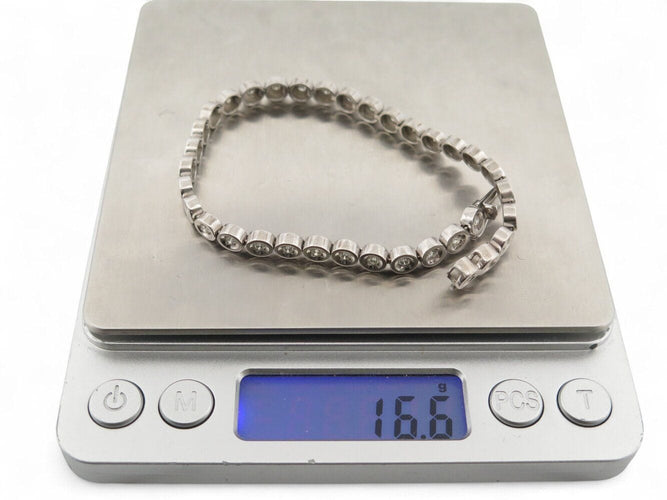 Bracelet bracelet tennis t19 serti de 35 diamants 2.1ct en or blanc 14k 16gr 58 Facettes 268155