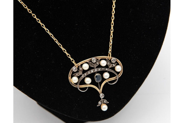 Pendentif Art Nouveau gold and silver pendant, Belle Epoque circa 1910 58 Facettes 9457