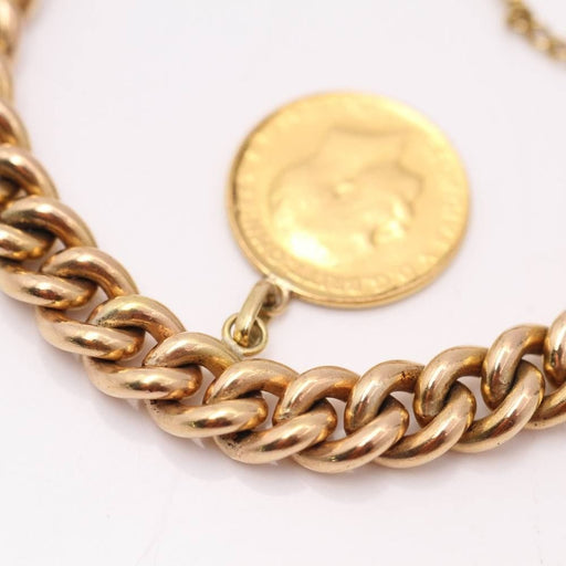Bracelet Bracelet barbu en or massif 18 carats avec pièce de monnaie 58 Facettes E361005