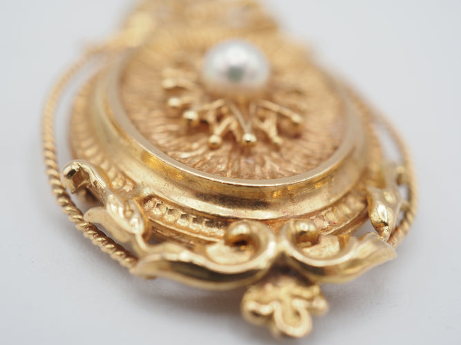 Pendentif Porte photo or 18k perle fine 58 Facettes