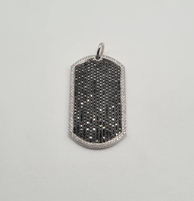 Pendentif or blanc serti de diamants noirs et blancs