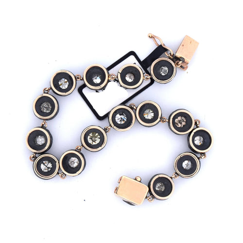 Bracelet Bracelet ancien en or rose et argent avec diamants 58 Facettes