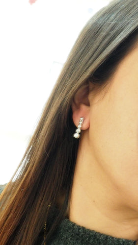 Boucles d'oreilles 21 mm Boucles d'oreilles en or blanc et diamants en chute 58 Facettes 31399