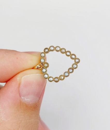 Pendentif Pendentif antique or jaune cœur et perles 58 Facettes A05499