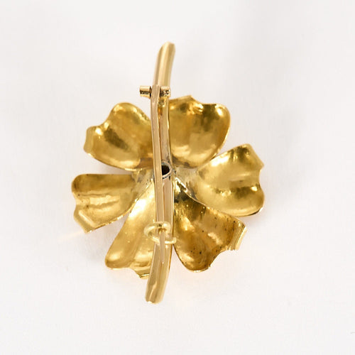 Broche Broche à motif de fleur en or jaune et diamant 58 Facettes POI0286