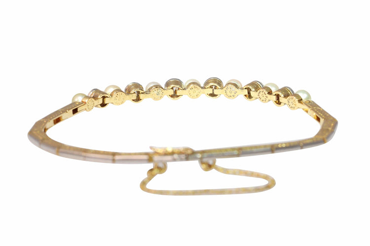 Bracelet L'élégance des années 1920 : bracelet Art déco en diamants et perles 58 Facettes 24137-0350