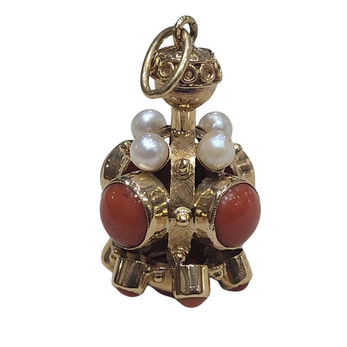 Pendentif Pendentif en or jaune 18 carats avec corail et perles Akoya 58 Facettes SREFCORPER