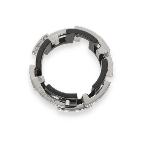 Bague 50 Bague Mellerio Graphic GM en or gris 18K et ceramique - Taille 50 58 Facettes FB07050