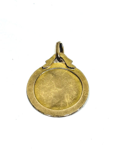 Pendentif Médaille de la Vierge en or champagne 18 carats 58 Facettes
