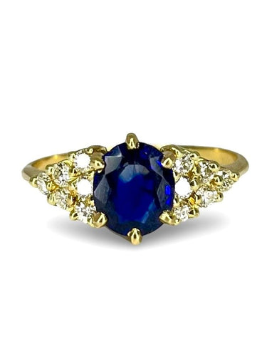 Bague 56 Bague or jaune saphir 2 ct et diamants 0,50 ct 58 Facettes 00080101