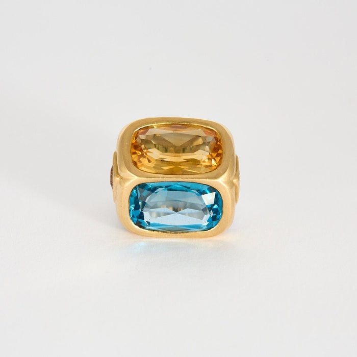 Bague 55 MARINA B - Bague or bicolore, topaze et citrine 58 Facettes