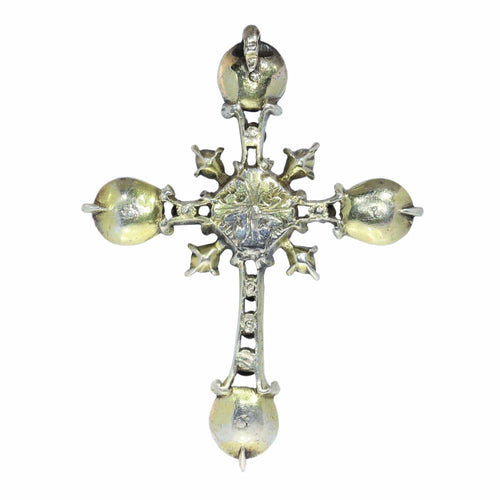 Pendentif Croix en argent rococo des années 1750 : l'art de la joaillerie 58 Facettes 24121-0345