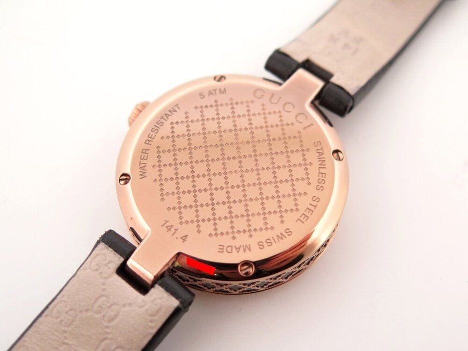 Montre montre GUCCI diamantissima 32 mm ya141401 quartz acier & cuir + boite 58 Facettes 264899