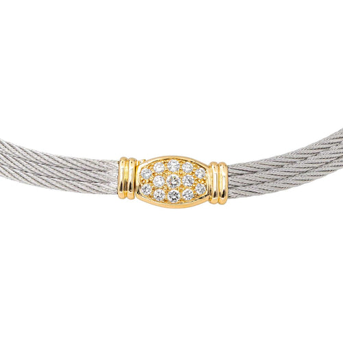Collier Fred Collier  Force 10  Or jaune, Acier Diamant 58 Facettes 4345688RV