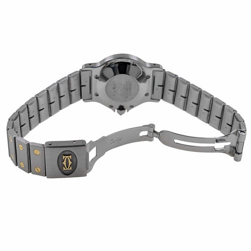 Montre Cartier Santos RARE Santos Round Octagon Date 2966 Burgundy Red Ruby Large Octogonale Gold Stainless 58 Facettes