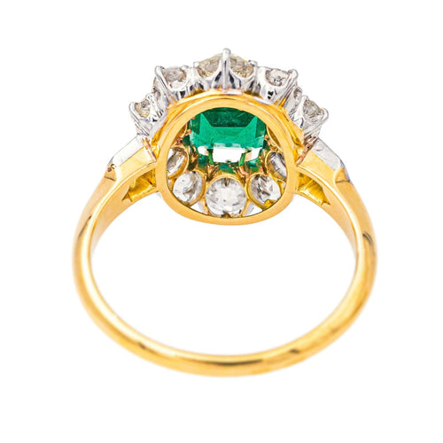 Bague 54 Bague Pompadour Or jaune, Platine Emeraude, Diamant 58 Facettes 4183601CN