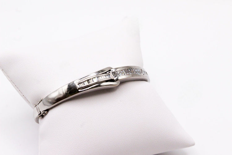 Bracelet Bracelet jonc or blanc diamants 58 Facettes 250141