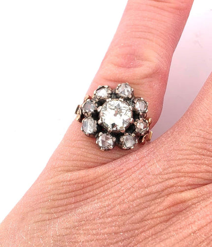 Bague 54 Bague victorienne ancienne sertie de diamants de 2,60 carats provenant de vieilles mines 58 Facettes