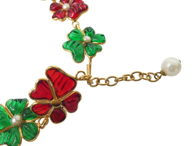 Collier parure collier boucles d'oreille augustine paris gripoix camelia pate verre 58 Facettes 269071