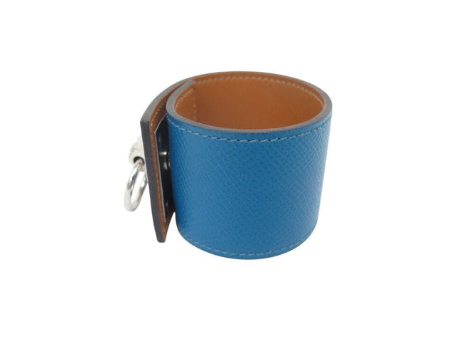 Bracelet bracelet HERMES creneau cuir graine bleu 17 cm blue 58 Facettes 268886