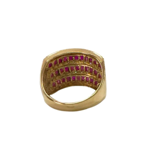 Bague SORTIJA DE DISEÑO CONTEMRPORÁNEO SIGLO XX de ORO 18 kts con DIAMANTES y RUBI 58 Facettes Q252B