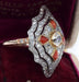 Bague 57 Bague Art Nouveau platine corail diamants 58 Facettes