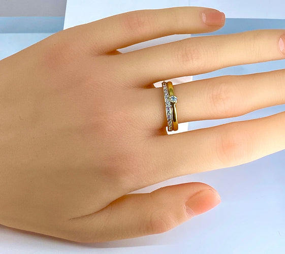 Bague 54 Bague solitaire / alliance or et diamants 58 Facettes AB637