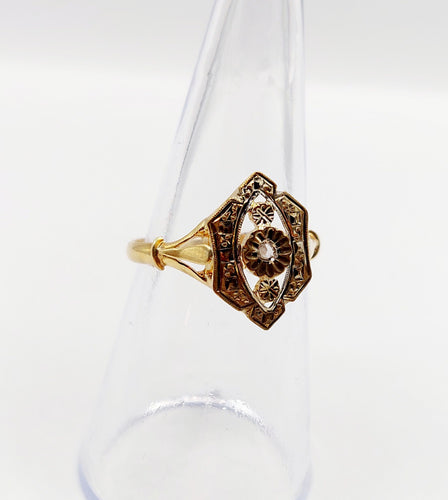 Bague 53.5 Bague marquise Art Déco or jaune, diamant taille rose (circa 1910) 58 Facettes A06376