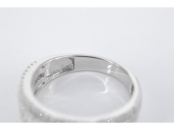 Bague 54 Bague en or blanc avec cinq rangées de diamants 58 Facettes 2084